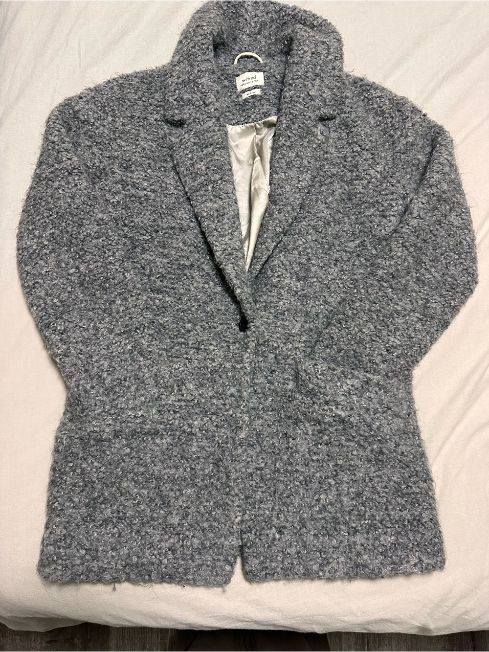 Aritzia Gray Bouclé Teddy Jacket